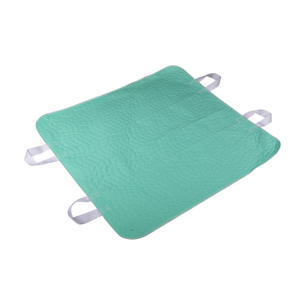 Elder care polyester fast absorb washable underpad pvc waterproof leak-proof incontinence patient lift positioning bed pad with handles